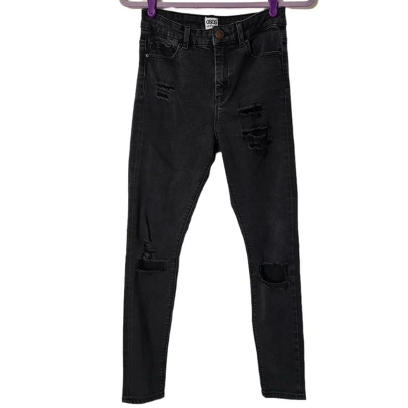 Asos Denim High Waist Distressed Skinny Jeans - Picture 1 of 9